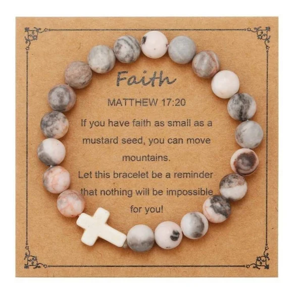 ⚠️Clearance Natural Healing Crystal Cross Bracelet SS - Picture 1 of 6